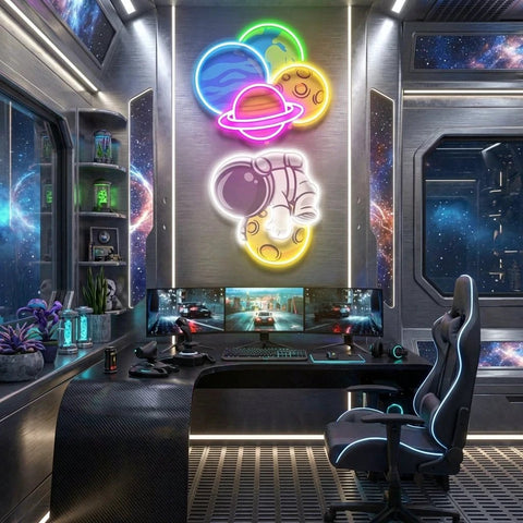Balloon Astronaut Art work Led Neon Sign Light