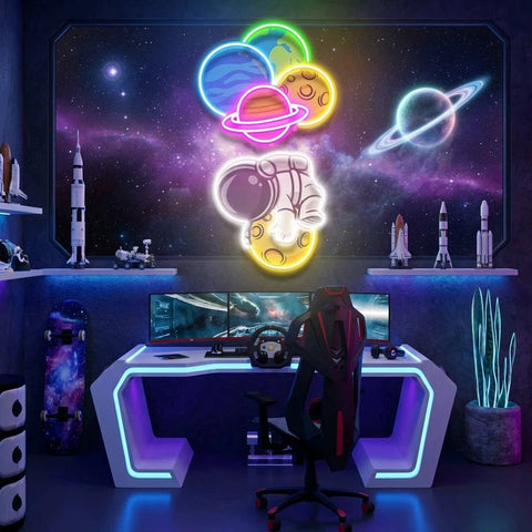 Balloon Astronaut Art work Led Neon Sign Light