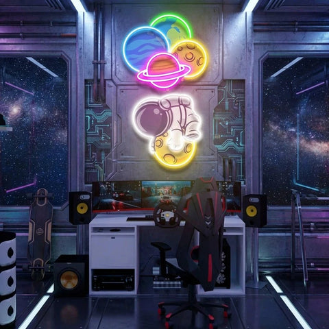 Balloon Astronaut Art work Led Neon Sign Light