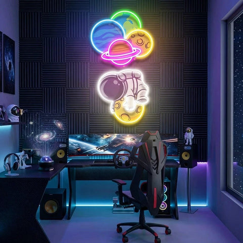 Balloon Astronaut Art work Led Neon Sign Light