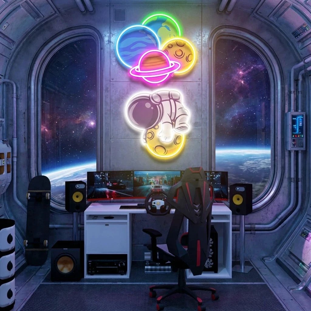 Balloon Astronaut Art work Led Neon Sign Light
