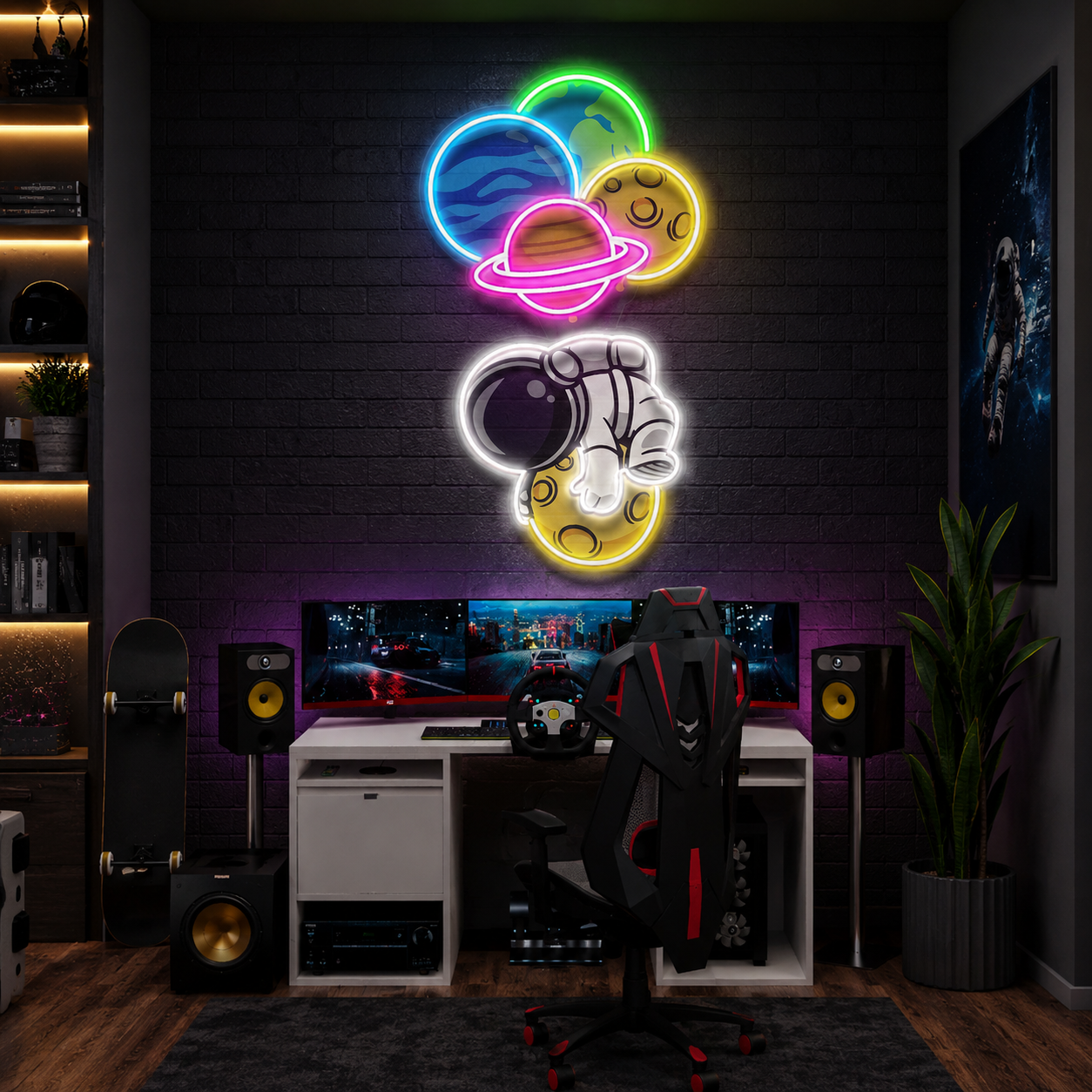 Balloon Astronaut Art work Led Neon Sign Light