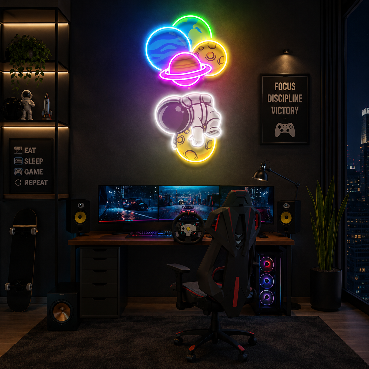 Balloon Astronaut Art work Led Neon Sign Light