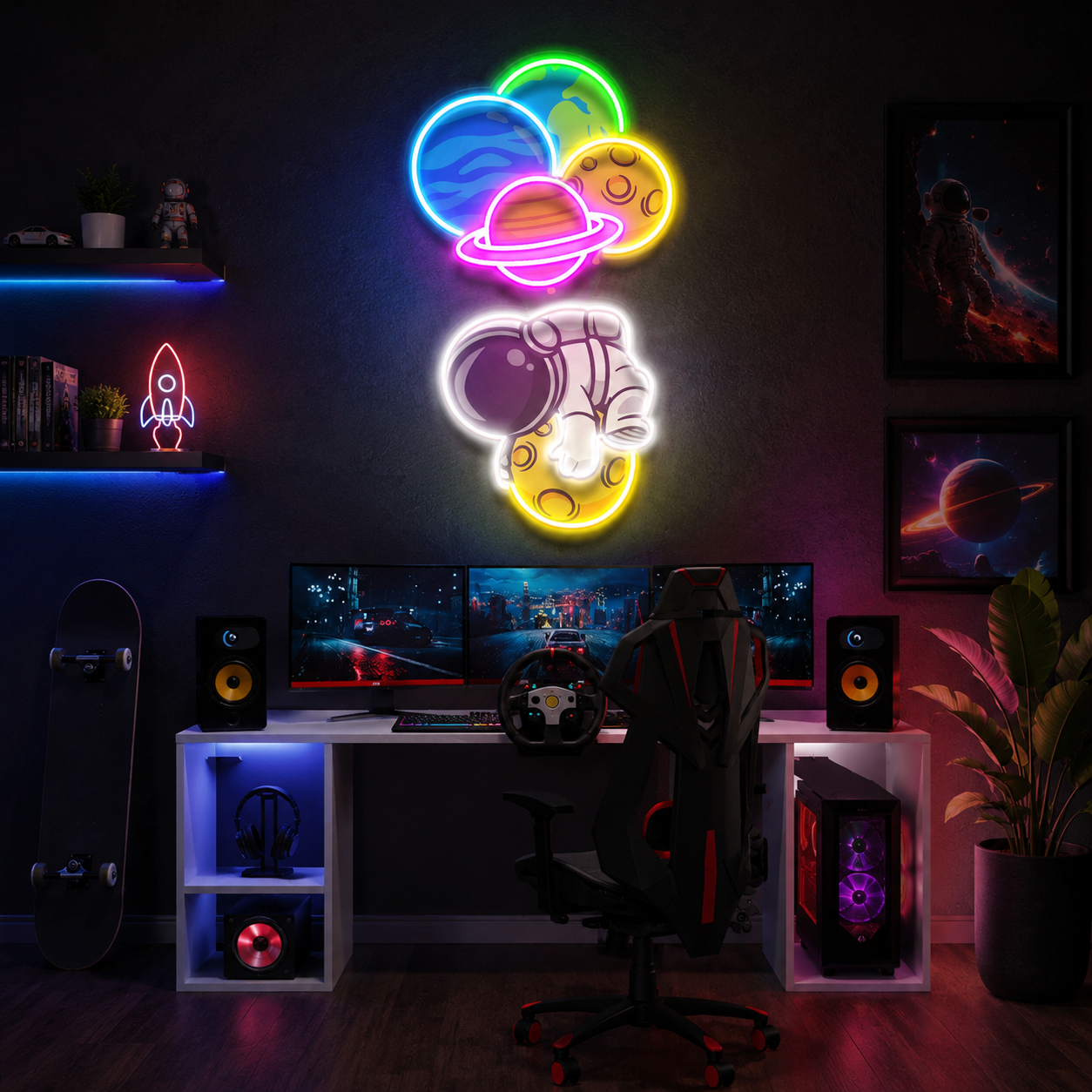 Balloon Astronaut Art work Led Neon Sign Light