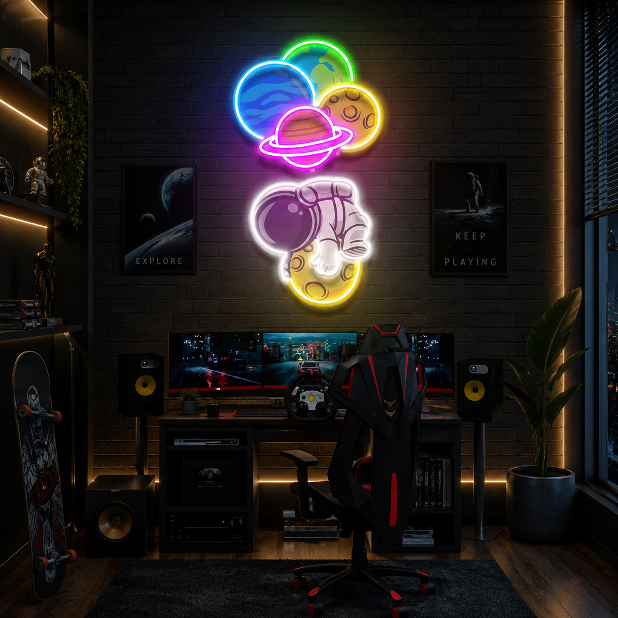 Balloon Astronaut Art work Led Neon Sign Light