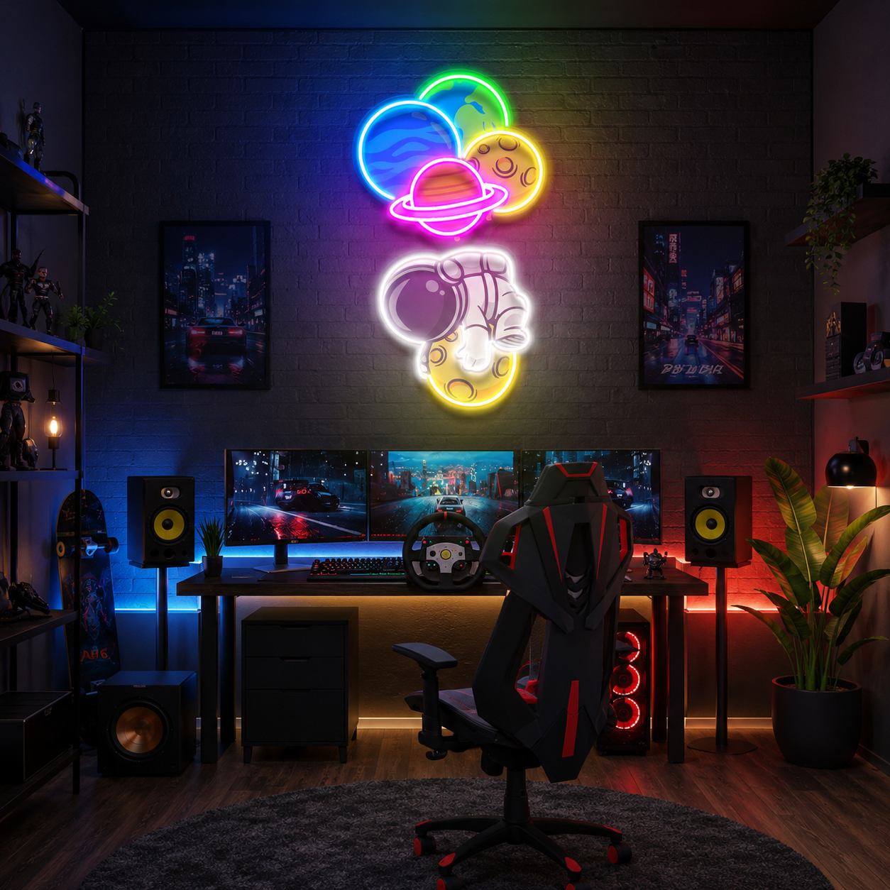 Balloon Astronaut Art work Led Neon Sign Light