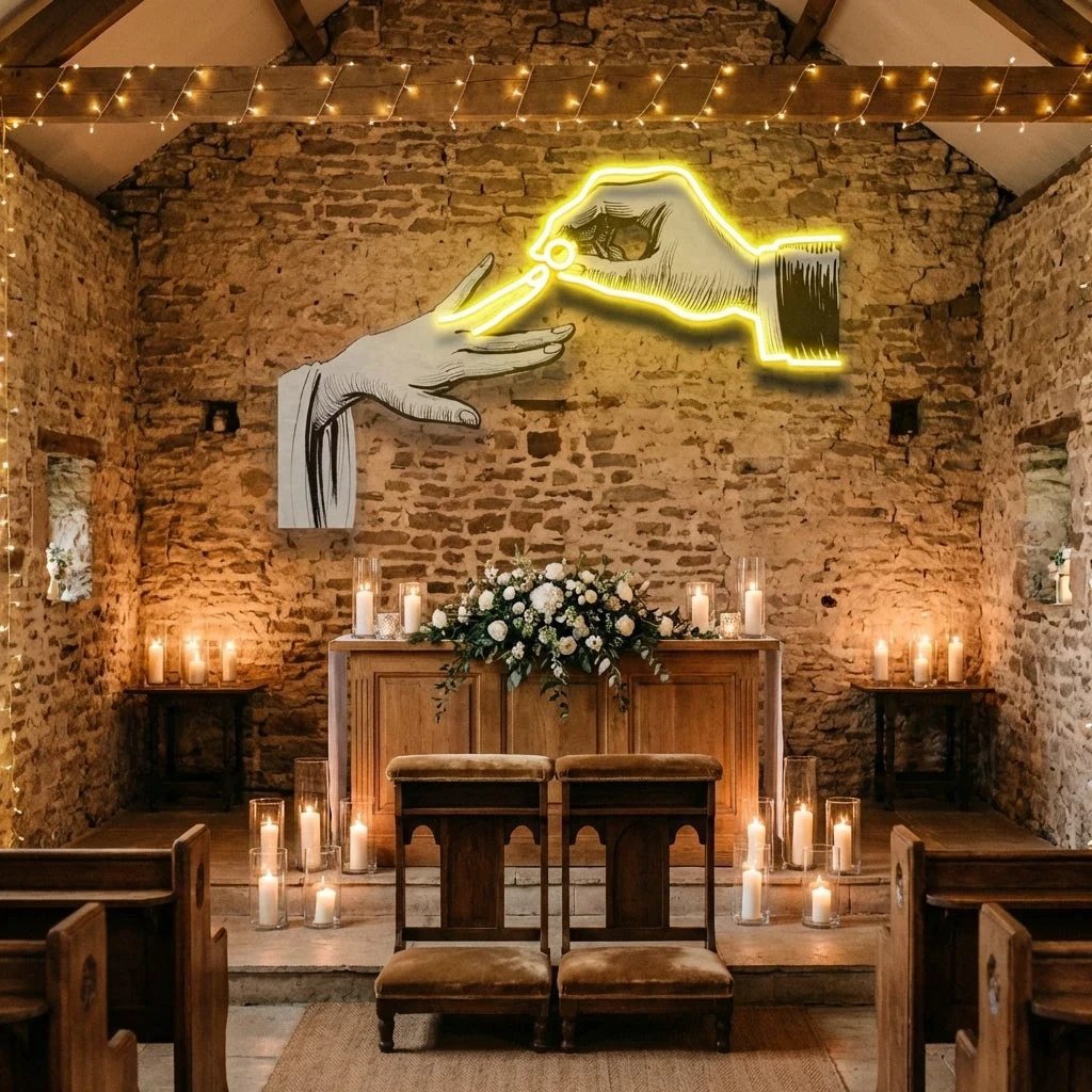 Hand Couple Artwork Led Neon Sign Light