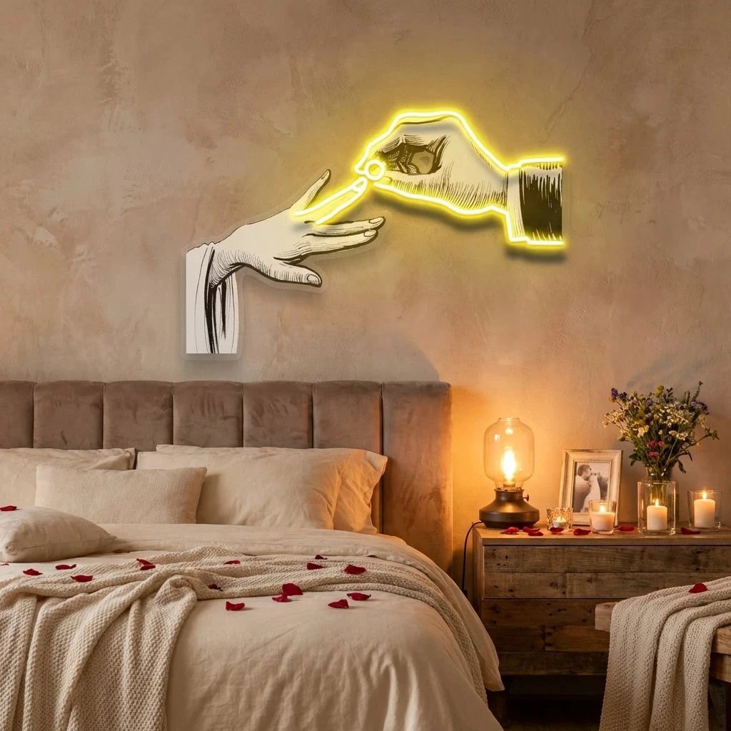 Hand Couple Artwork Led Neon Sign Light