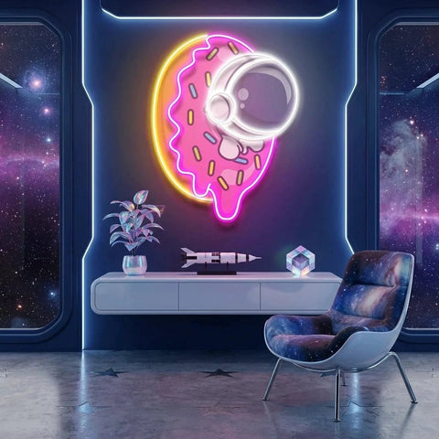 Donut Astronaut Art work Led Neon Sign Light