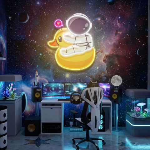Duck Astronaut Art work Led Neon Sign Light