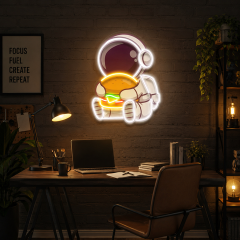 Buger Astronaut Art work Led Neon Sign Light