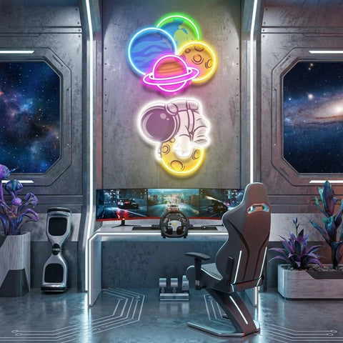 Balloon Astronaut Art work Led Neon Sign Light