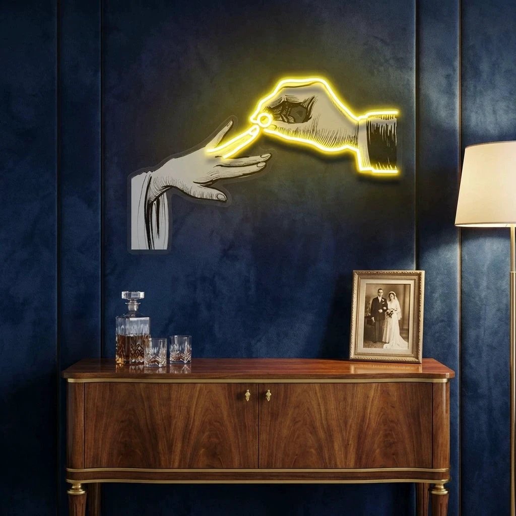 Hand Couple Artwork Led Neon Sign Light