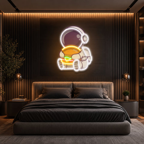 Buger Astronaut Art work Led Neon Sign Light