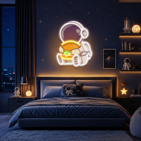 Buger Astronaut Art work Led Neon Sign Light