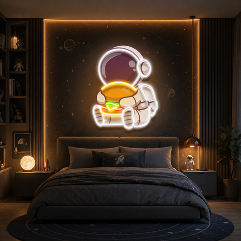 Buger Astronaut Art work Led Neon Sign Light