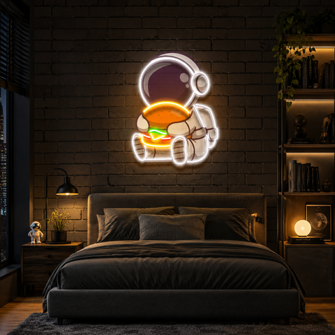Buger Astronaut Art work Led Neon Sign Light