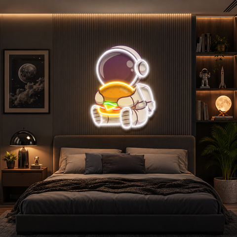 Buger Astronaut Art work Led Neon Sign Light
