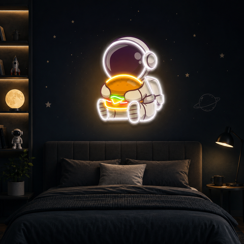 Buger Astronaut Art work Led Neon Sign Light