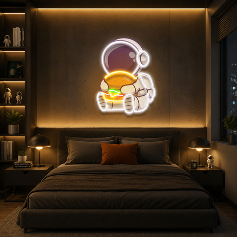 Buger Astronaut Art work Led Neon Sign Light