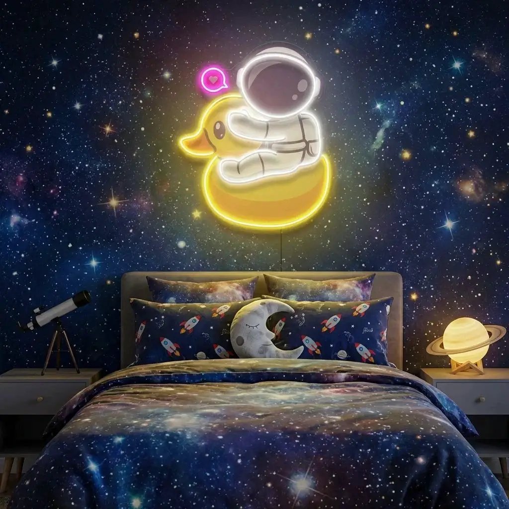 Duck Astronaut Art work Led Neon Sign Light