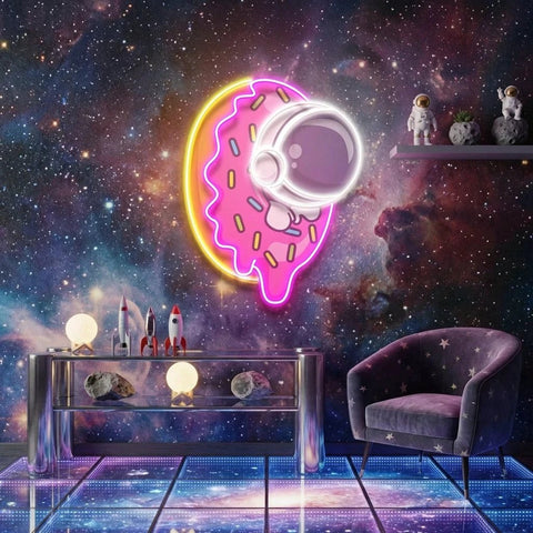 Donut Astronaut Art work Led Neon Sign Light