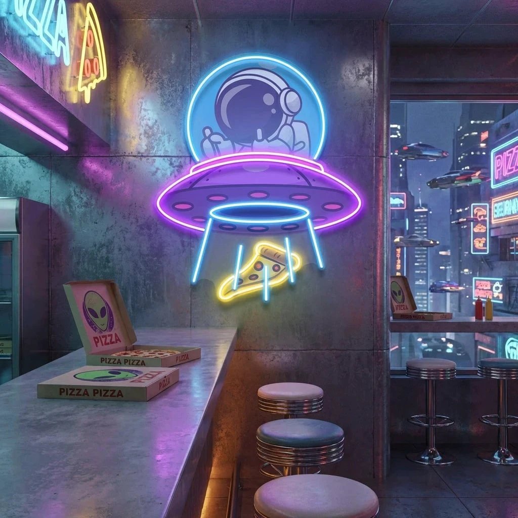 UFOs Astronaut Art work Led Neon Sign Light