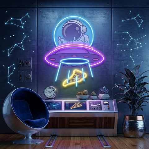 UFOs Astronaut Art work Led Neon Sign Light