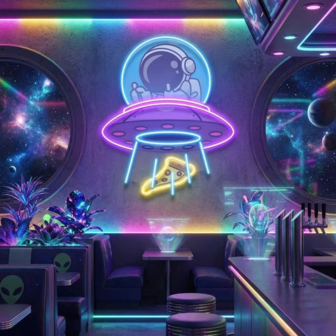 UFOs Astronaut Art work Led Neon Sign Light