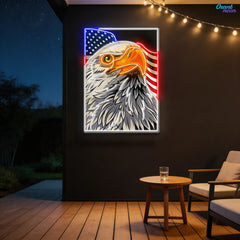 Bald Eagle Head Usa Flag Neon Sign