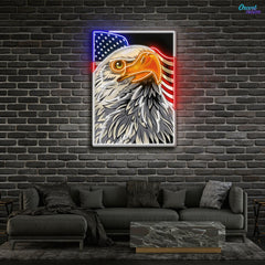 Bald Eagle Head Usa Flag Neon Sign