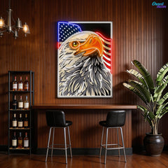Bald Eagle Head Usa Flag Neon Sign