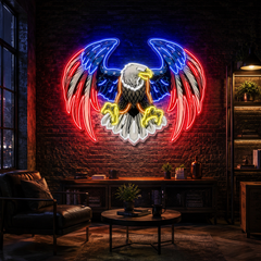 Bald eagle with america flag Neon Sign Light Artwork