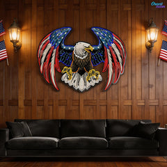 Bald eagle with america flag Neon Sign Light Artwork