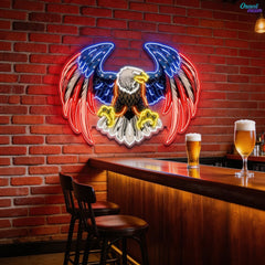 Bald eagle with america flag Neon Sign Light Artwork
