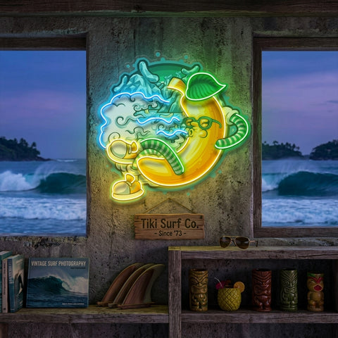 Banana Mint Cartoon LED Neon Sign Light Pop Art