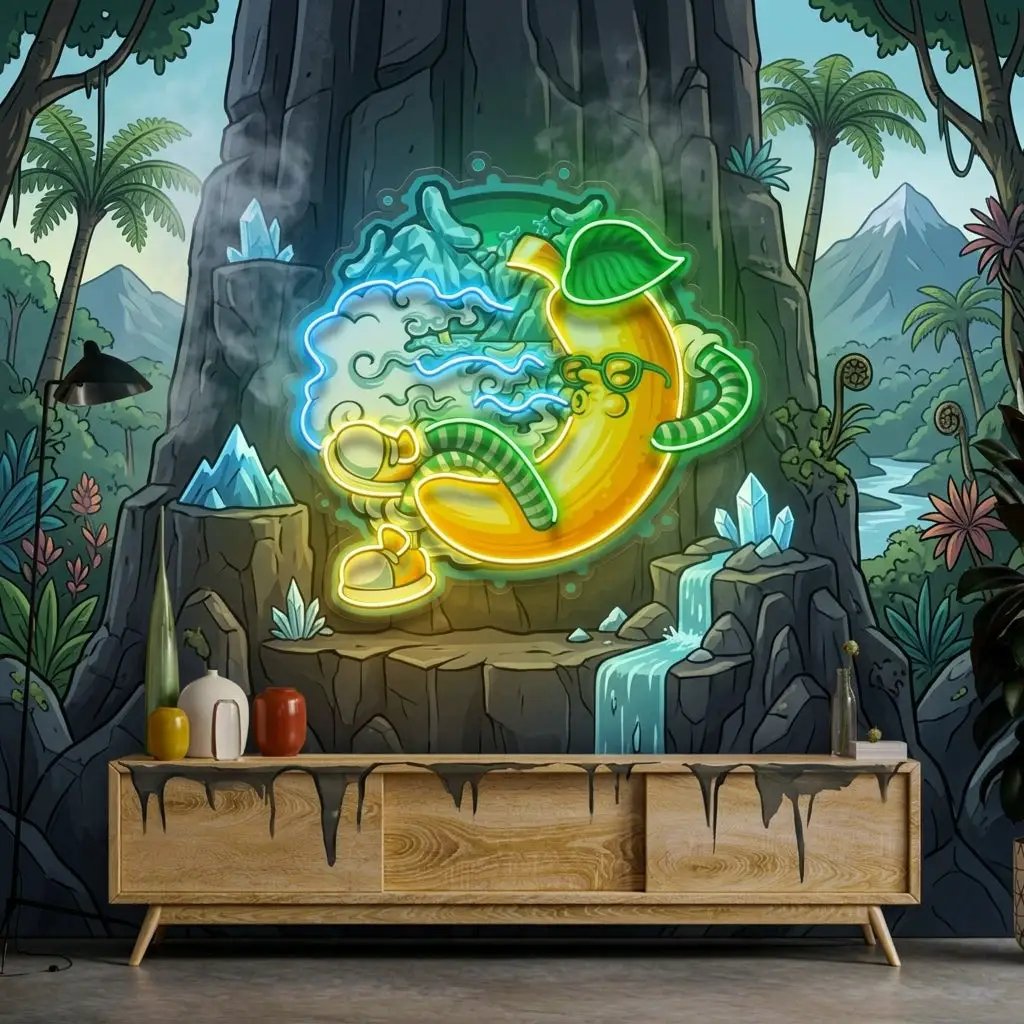 Banana Mint Cartoon LED Neon Sign Light Pop Art