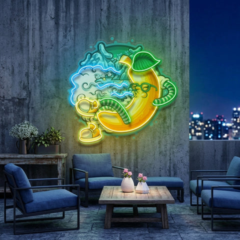 Banana Mint Cartoon LED Neon Sign Light Pop Art