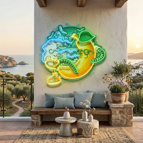 Banana Mint Cartoon LED Neon Sign Light Pop Art