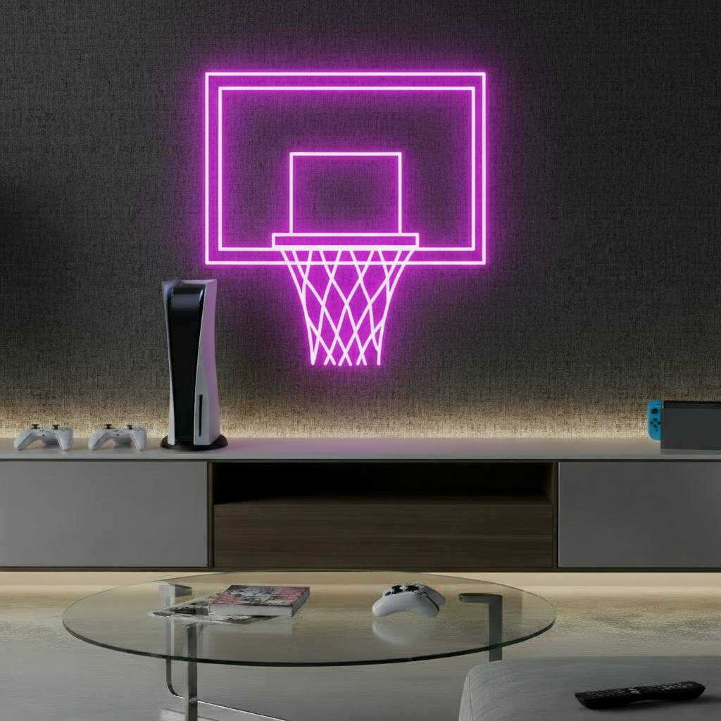 Basketball Hoop LED Neon Light Game Room Decor Sign