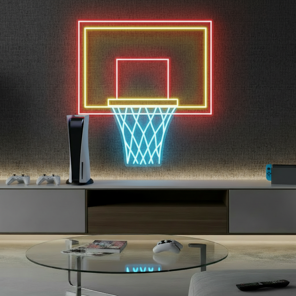 Basketball Hoop LED Neon Light Game Room Decor Sign