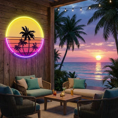 Beach Retro Vintage Sunset Artwork Led Neon Sign Light
