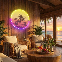 Beach Retro Vintage Sunset Artwork Led Neon Sign Light