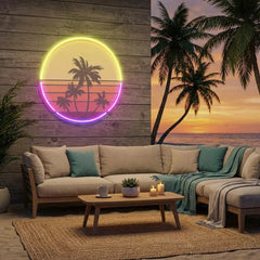Beach Retro Vintage Sunset Artwork Led Neon Sign Light