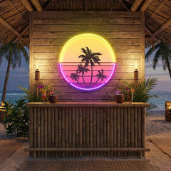 Beach Retro Vintage Sunset Artwork Led Neon Sign Light