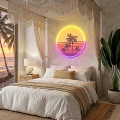 Beach Retro Vintage Sunset Artwork Led Neon Sign Light