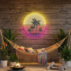 Beach Retro Vintage Sunset Artwork Led Neon Sign Light