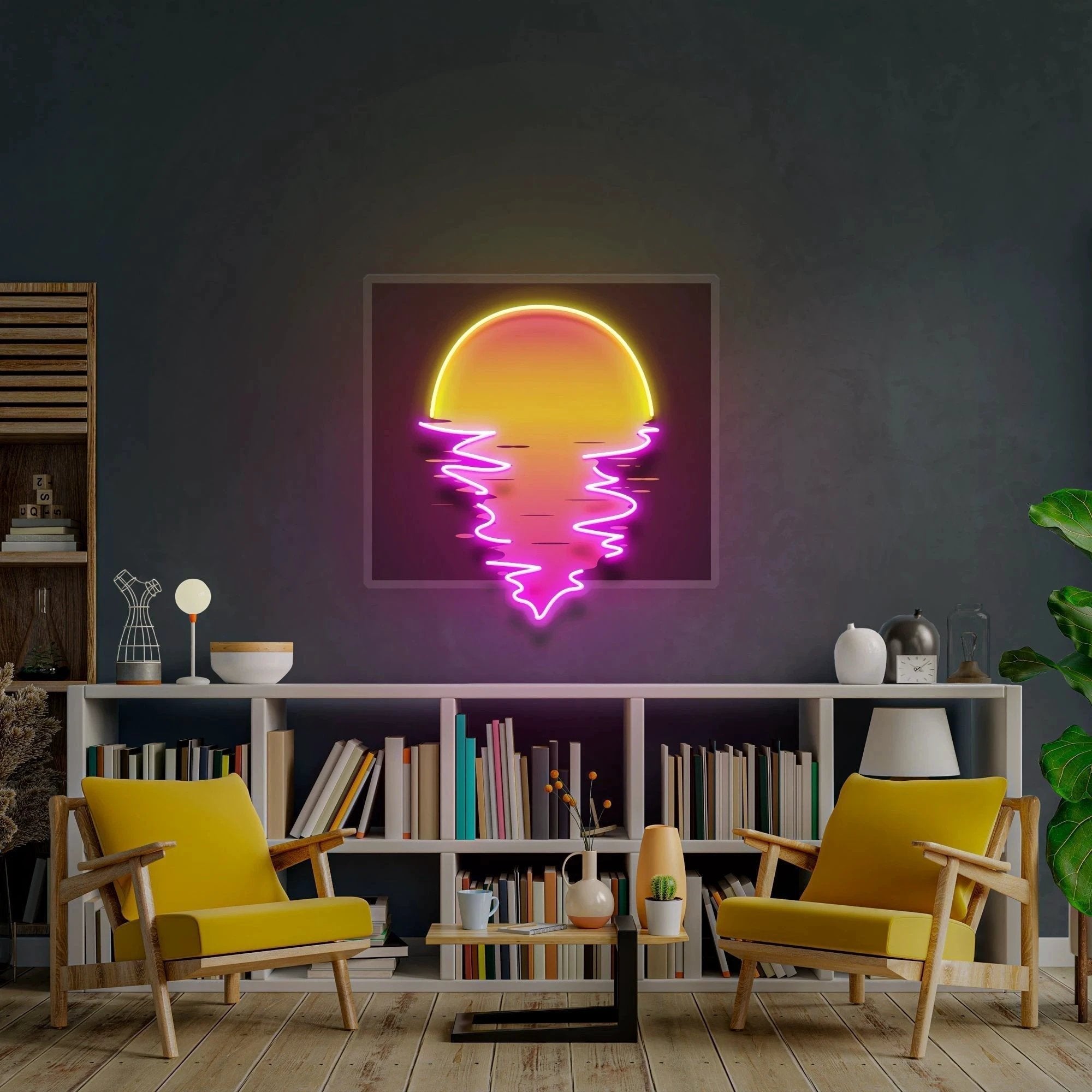 Beautiful Sunset Beach Retro Style Artwork Led Neon Sign Light