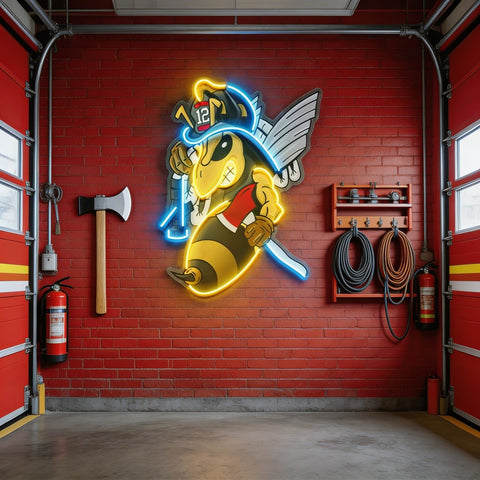 Bee Firefighters LED Neon Sign Light Pop Art