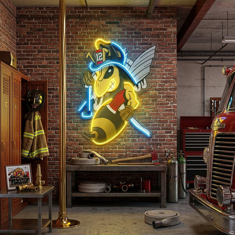 Bee Firefighters LED Neon Sign Light Pop Art